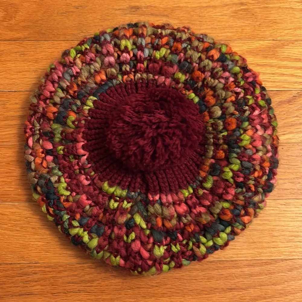 ACE USA Fashion Chunky Knit Pom Pom Beret Hat Alaska Reindeer Multicolored Pink